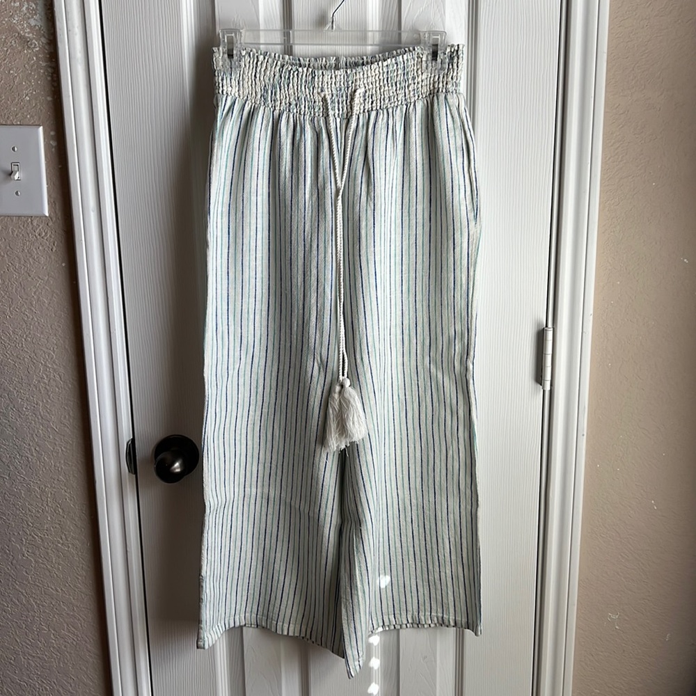 Linen wide leg Capri pants